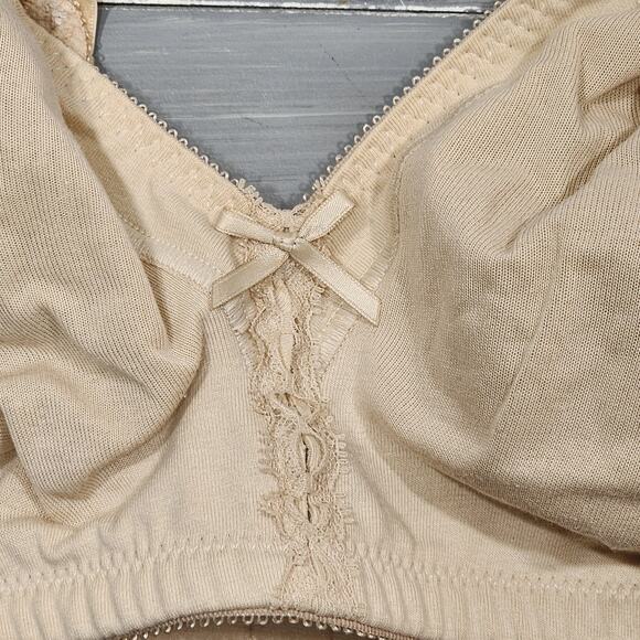 Bali Wire Free Bra 40C Double Support Cotton Style 3036 Beige FLAW - Picture 6 of 11